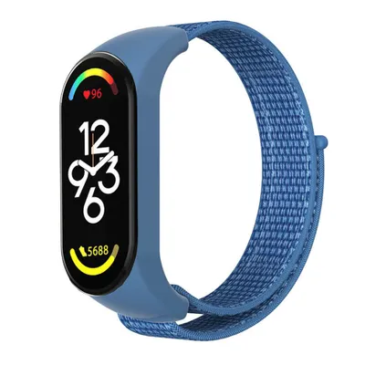 Produktbild von Nylon-Smartwatch-Armband – Passend für Xiaomi Mi Band 7 – blau – Strap-it Uhrenarmband / Armband