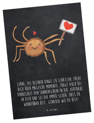 Produktbild von Mr. & Mrs. Panda Grußkarte Spinne Agathe Motivation - Kreidetafel - Geschenk, Kunstkarten, Ansichtskarten, Dankeschön, Glück, Vertrauen, Postkarten, Postkarte, Liebe