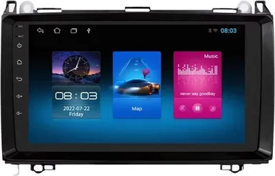 Zdjęcie produktu dla Radio samochodowe z Bluetooth i CarPlay do Mercedes-Benz klasy B, Sprinter W906, Viano i Vito W639 – kompatybilne z Apple i Android – system stereo z nawigacją – 1 GB pamięci RAM, 16 GB pamięci