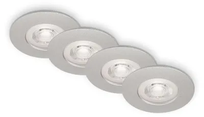 Zdjęcie produktu dla Lampy łazienkowe LED wpuszczane ściemnialne zestaw 4 4,9W IP44 Ø9cm chrom Briloner