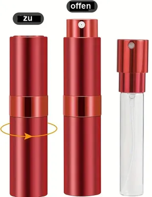 Produktbild von GKA Parfümzerstäuber 10 ml schwarz Aluminium drehbar Taschenzerstäuber Parfüm Spray Flasche für unterwegs Tasche Reise mit Einfüller