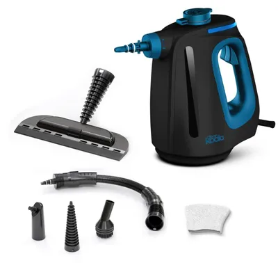 Obrázek produktu pro Parní čistič CleanKoala CK-HS 1350 W, pro koupelnu, kuchyň, spáry, okna, zrcadla, čalounění a těžko přístupné oblasti, 3,5 bar, nádrž 550 ml, dohřev 15 s, doba provozu 30 min, kabel 6 m, černá/modrá