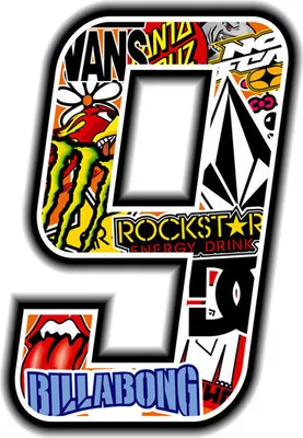 Produktbild von Sticker Rennnummer für Motorrad "9" Sticker Bomb 100 mm