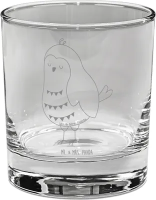 Produktbild von Mr. & Mrs. Panda Glas Eule Zufrieden - Transparent - Geschenk, Romantisch, Gin, Waldtier, glücklich, Trinkglas, Cocktailglas, Tumbler, Owl, Müde