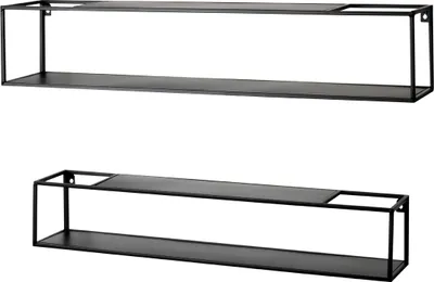 Produktbild von HAKU Möbel Wandregal 2er Set schwarz - Maße: B 75/85 cm x H 14/17 cm x T 14/17 cm; 22574