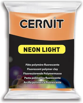 Produktbild von CERNIT CE0930056752C - Block Modelliermasse (Polymer) NEON LIGHT, ofenhärtend, sofort gebrauchsfähig, 56g, für DIY, Schmuck, Figuren, für Einsteiger und Hobbykünstler, Neon Orange, 1 Stück
