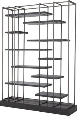 Produktbild von Casa Padrino Luxus Regalschrank Schwarz / Bronze 166 x 45 x H. 222 cm - Bücherschrank - Wohnzimmerschrank - Büroschrank