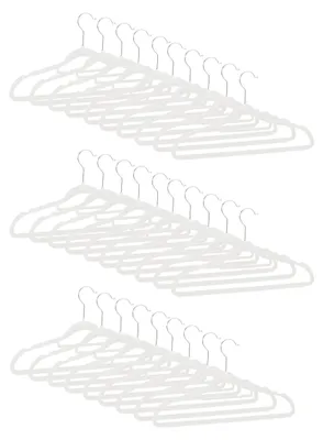 Productafbeelding van Relaxdays XXL set kledinghangers, fluwelen hangers met broekhouder, dasthangers, antislip, draaibaar, grote verpakking van 30 stuks, wit