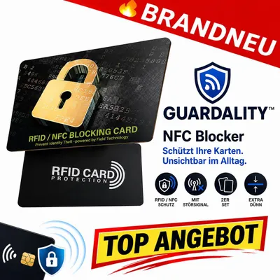 Produktbild von Guardality™ RFID Schutzkarte NFC Blocker Kreditkarten Schutz Störsignal 2er Set