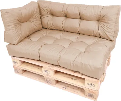 Produktbild von TexDeko Garden Palettenkissen 120x80x18cm wasserabweisend gesteppt Sitzauflage für Europaletten, UV-beständig (3-TLG Set, Cappuccino)
