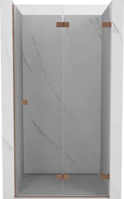 Image de Mexen Lunar-F Porte de douche battante droite 65 cm, transparente, cuivre brossé - 836-065-000-65-00-P