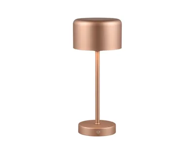 Zdjęcie produktu dla Lampa stołowa LED akumulatorowa Jeff brązowa 1,5W Ciepła biel 150lm metal wym:30x12,6x12,6cm IP20 RL