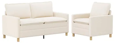 Image de Ensemble de canapés vidaXL, 2 pièces, couleur crème, revêtement en tissu