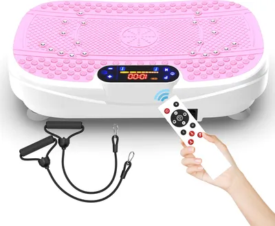 Immagine prodotto di Dispositivo di allenamento con piastra vibrante, piastra vibrante con bande di resistenza per attrezzature di allenamento domestico con controllo della velocità, rosa