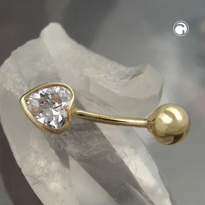 Produktbild von Piercing 20x6mm Zirkonia-Herz 14Kt GOLD