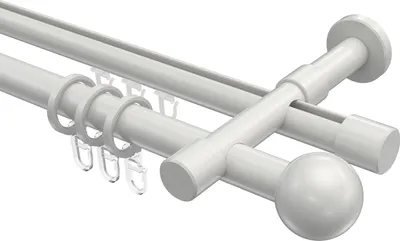 Produktbild von Interdeco Rundrohr-Innenlaufstange / Gardinenstange (Kombination) Weiß, Typ Prestige Luino (Kugel), 20 mm Ø 2-läufig, 120 cm