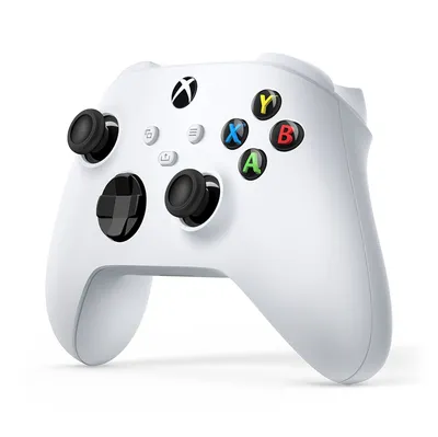 A white Xbox wireless controller is shown against a white background.
