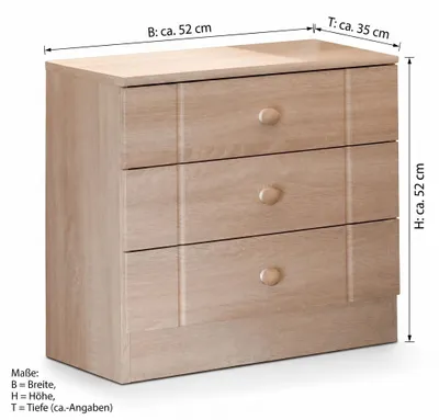 Produktbild von Nachtkonsole Sonoma Eiche Nachbildung Nachtschrank mit 3 Schubladen #1918