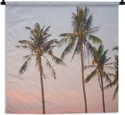 Produktbild von MuchoWow® Wandteppich Wandbehang Tropisch - Palmen - Sonnenuntergang 150x150 cm Tapisserie Dekoration Wandtuch - Wohnaccessoires - Modernes