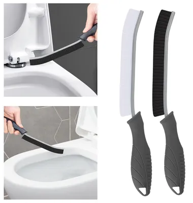 Productafbeelding van Reinigingsborstel – Voegborstel, toiletborstel, hoekborstel met stijve borstels, schoonmaakgereedschap voor het huishouden, badkamer, keuken, spoelbak, voegen (2 stuks, grijs)