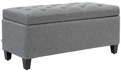 Obrázok produktu pre HOMCOM Luxusná lavica Čalúnená lavica s úložným priestorom Podrúčky Polyester Drevo