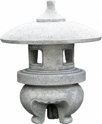 Produktbild von Casa Padrino Garten Leuchte im Japanischen Stil Pagode Weiß / Grau Ø 42 x H. 51 cm - Kleine Garten & Terrassen Leuchte - Wetterbeständige Garten Laterne - Garten Terrassen Beleuchtung