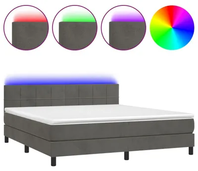 Obrázok produktu pre vidaXL Boxspring posteľ s matracom a LED diódou Tmavo sivá 160x200 cm Velvet