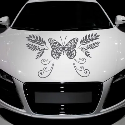 Produktbild von Aufkleber - Autoaufkleber "Butterfly Ranke" 90cm x 53cm dunkelgrau - Tuning Carystyling Heckscheibe Auto