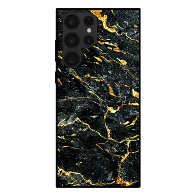 Produktbild von Smartphonica Handytasche für Samsung Galaxy S23 Ultra mit Marmordruck - TPU Rückseite Abdeckung Fall Marmor Design - Gold Schwarz