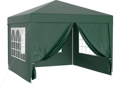 Image de Wiltec Pavillon 3 x 3 m en vert avec protection UV 50+, gazebo de jardin avec côtés amovibles, tente de réception avec fenêtres pour terrasses et festivals, par exemple