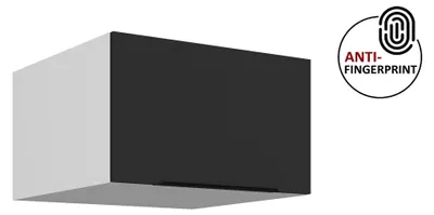 Produktbild von Küchen Aufsatzschrank 60 cm ARIA Schwarz ultra matt + Weiss matt, hochwertige Fronten mit Anti Fingerprint Beschichtung Küchenzeile Küchenblock