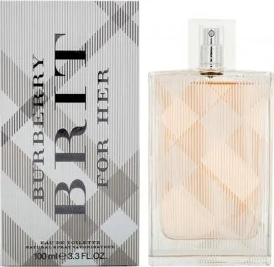 A box of Burberry Brit eau de Toilette for women and a bottle of the perfume.