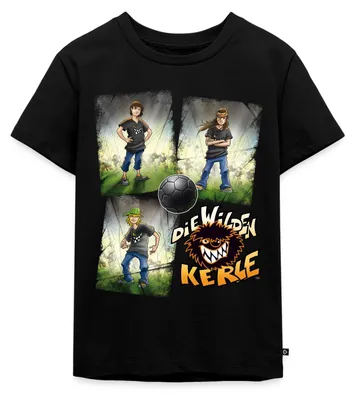 Produktbild von Spreadshirt Die Wilden Kerle Quartett Logo Kinder Premium T-Shirt, 122/128 (6 Jahre), Schwarz