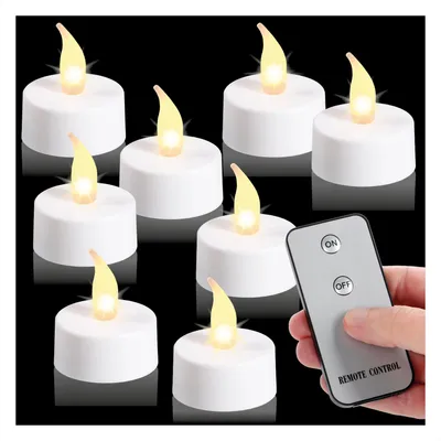 Produktbild von com-four® 8x LED Teelichter mit Fernbedienung, warmweiß leuchtende Kerzenlichter