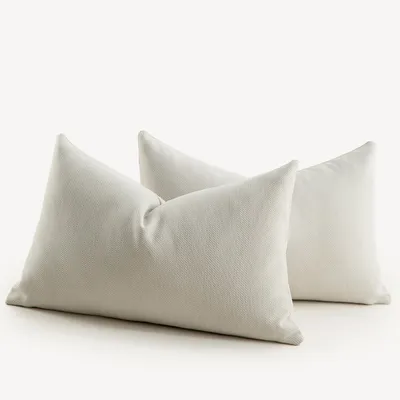 Produktbild von Set mit 2 Kissenbezügen, 40 x 80 cm, cremefarbener Chenille, weich, modern, dekorativer Kissenbezug, Zierkissenbezug