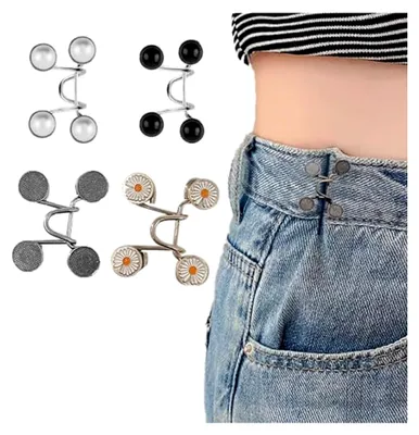 Produktbild von 4 Stück Hosenbund enger machen Clip,Hosen enger machen Clip Knöpfe Tightener,Hosenknopf zum enger machen Jeans Taille,Hosen Verkleinern Clip Hosen Waist Knots Clips Cinch