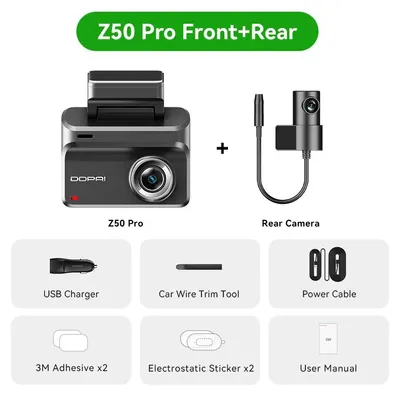 Obrázok produktu pre Z50 Pro – Autokamera – 4K – Predná a zadná kamera – 3-palcový IPS displej – GPS – 5 GHz Wi-Fi – ADAS