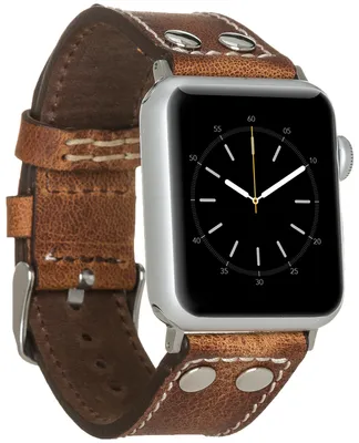 Image de Bracelet en cuir vintage pour Apple Watch - Bracelet interchangeable - Marron selle