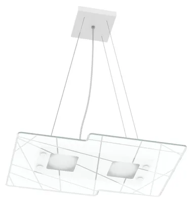 Produktbild von Moderne Deckenleuchte, weißes Metall, Glas, 2 Lampenfassungen Gx53