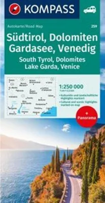 Produktbild von KOMPASS Autokarte Südtirol, Dolomiten, Gardasee, Venedig 1:250.000