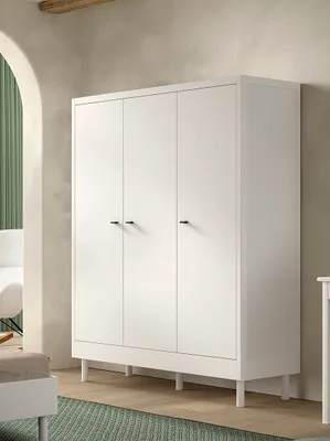 Produktbild von VIPACK - Kleiderschrank 3-trg., sehr geräumig, Ausf. Buche massiv weiß lackiert