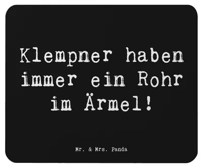Produktbild von Mr. & Mrs. Panda Mousepad Spruch Klempner Helden - Schwarz - Geschenk, pc mauspad, computermatte, Herz für Handwerk, Geschenkidee, personalisierte Geschenke, Beruf