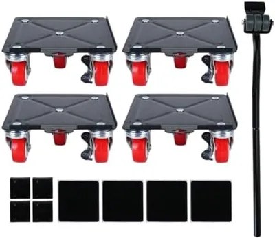 Produktbild von PolkaHome® Möbeltransportwagen - 5 Rollen mit Bremse, 3000 kg Tragfähigkeit, Schwarz