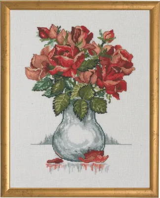 Produktbild von Permin Kreuzstich Stickpackung "Rosen", Zählmuster, 29x37cm, 70-0308