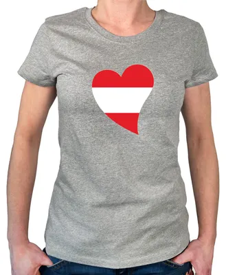 Produktbild von Huuraa Damen T-Shirt Österreich Flagge Herz XL Sport Grey Bio Baumwolle Fairtrade Damenshirt Geschenkidee
