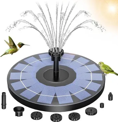 Produktbild von Famanu Solarbrunnen 25 W mit 6 Sprühköpfen - Schwimmende Fontäne für Teich, Pool und Vogelbad