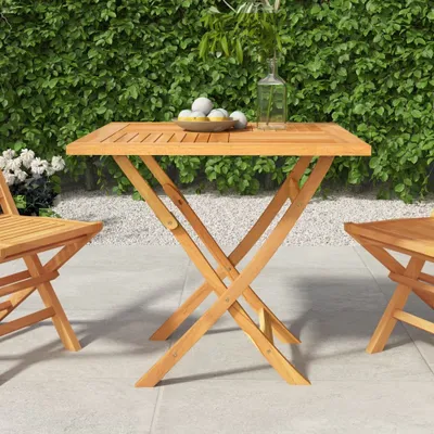 Image de Table de jardin pliante 85x85x76 cm teck massif