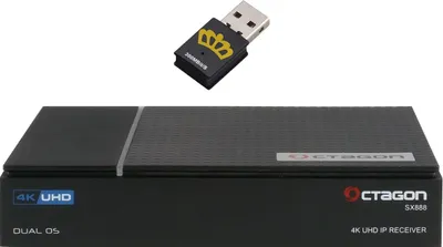 Octagon SX888 4K Ultra HD IP HDMI USB H.265 TV IP Receiver Schwarz mit 300Mbit/s USB Wlan Stick
