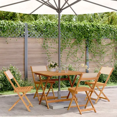 Produktbild von Maison Exclusive - 5-tlg. Garten-Essgruppe Stoff und Massivholz Beige