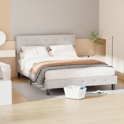 Produktbild von Jopassy Bettgestell Lattenrost robustes Bettgestell Maximale Tragfähigkeit 350 kg für Schlafzimmerbett Stoff in grau 140*200CM